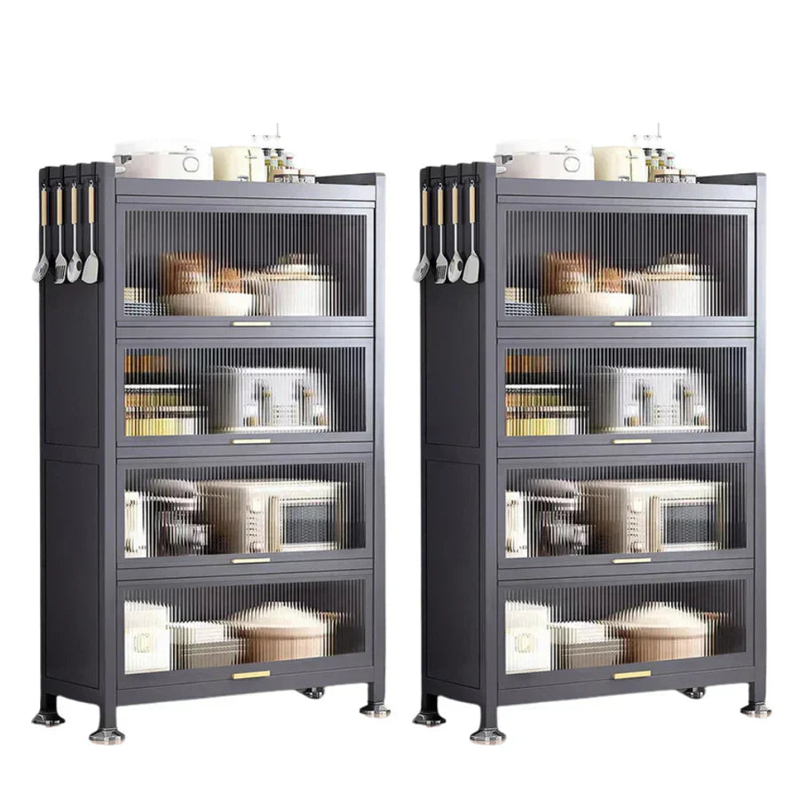 2-Piece Multifunctional Steel Cabinet Set