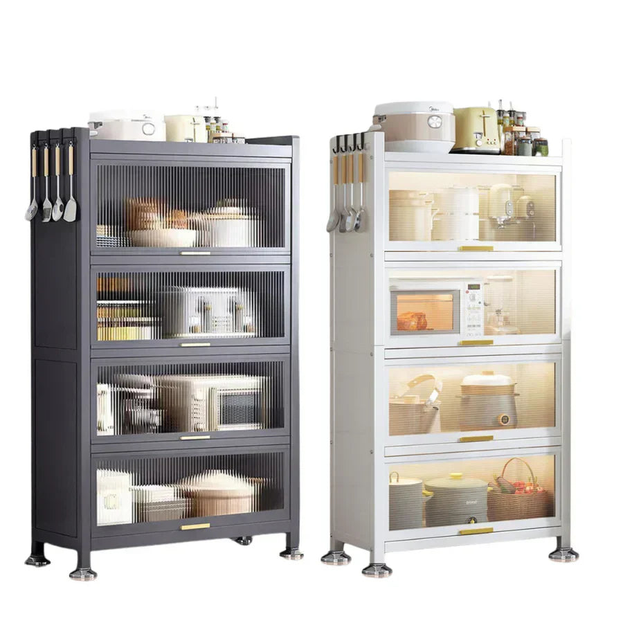 2-Piece Multifunctional Steel Cabinet Set